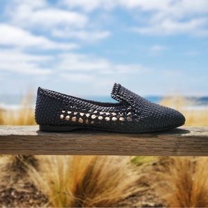 Birdies The Starling Vegan Leather Woven Black Loafer size 7